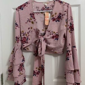 Brand new crop top tie shirt